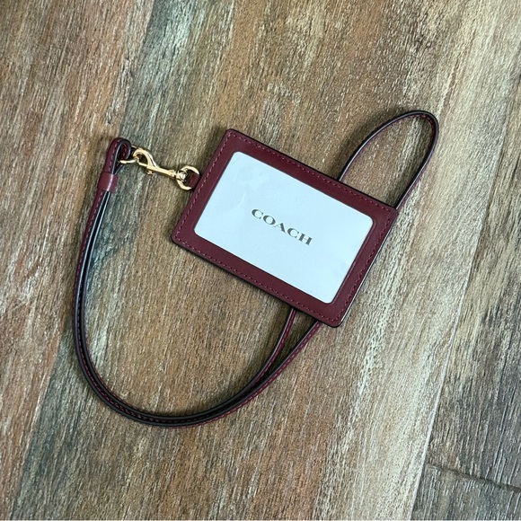 Coach Burgundy and Brown Floral ID Lanyard - Picture 4 of 8